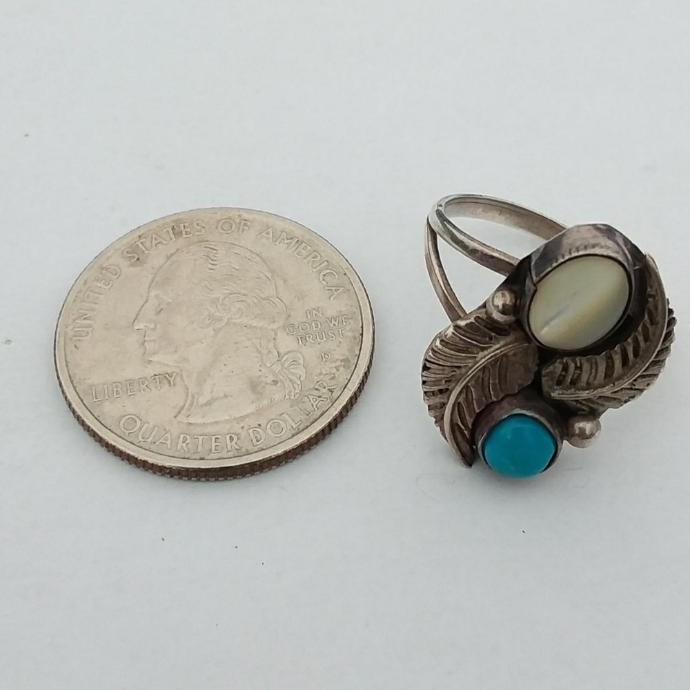 Southwestern turquoise and MOP ring